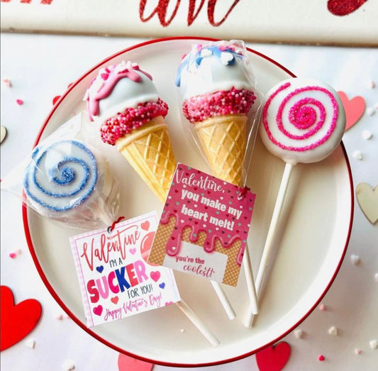 Valentine’s Ice Cream and Lollipop Cake Pops